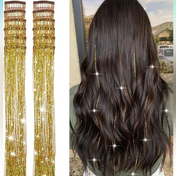 Other - 12 pcs Hair Tinsel Clip in 19.6Inch Glitter Tinsel Hair Extensions